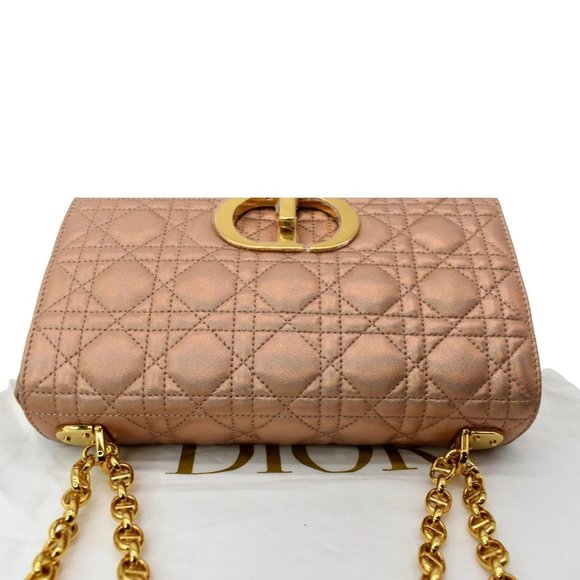 CHRISTIAN DIOR  Medium Caro Iridescent Leather Shoulder Bag Metallic Pink - Picture 4 of 12
